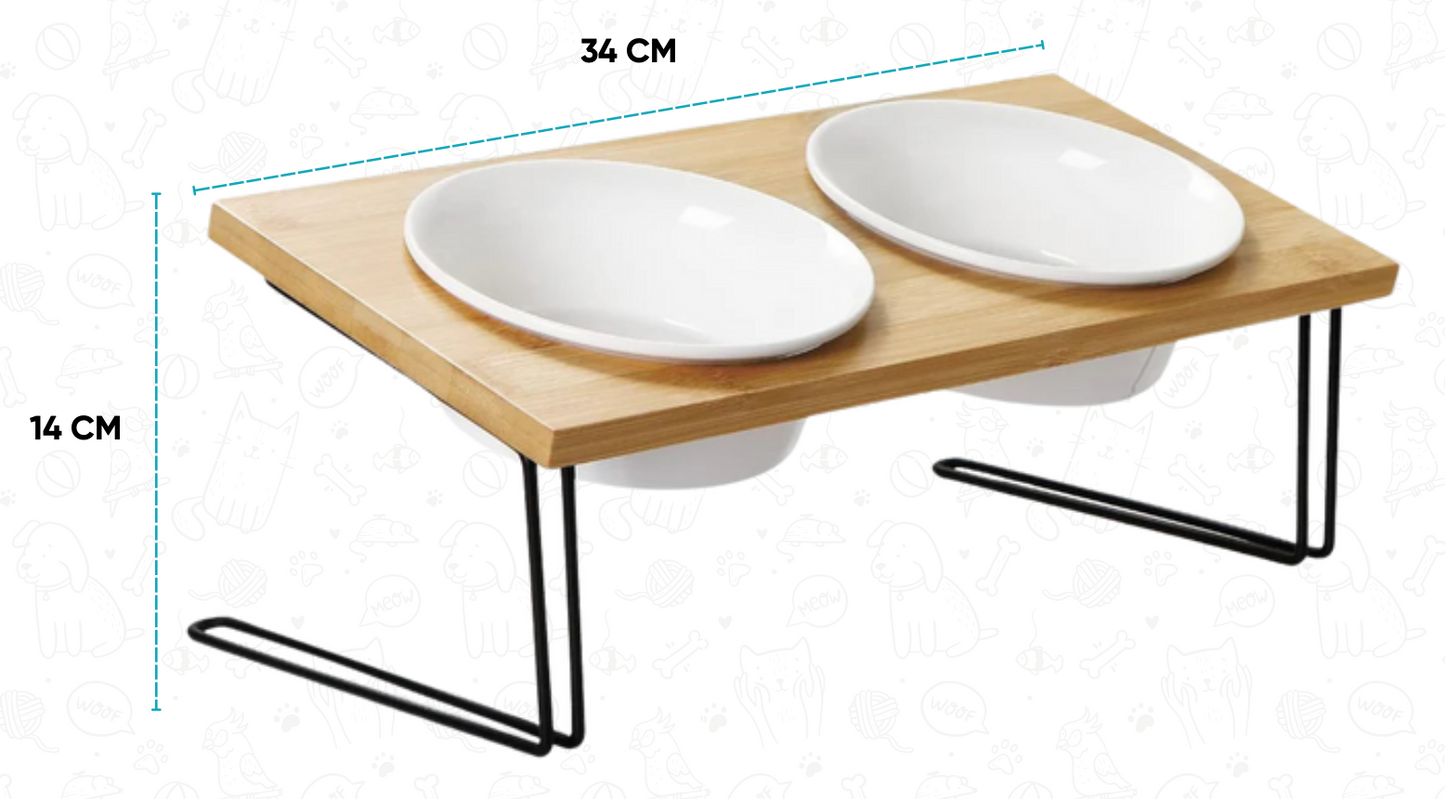 23% Off - Comedero Doble En Ceramica - Altura